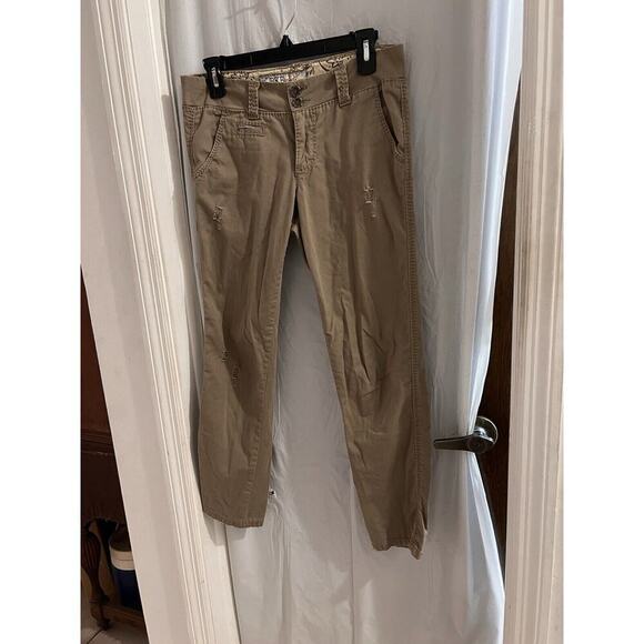 Bke Casual Brown Distressed Bryn Chono Pants Sz 26 - Picture 1 of 6